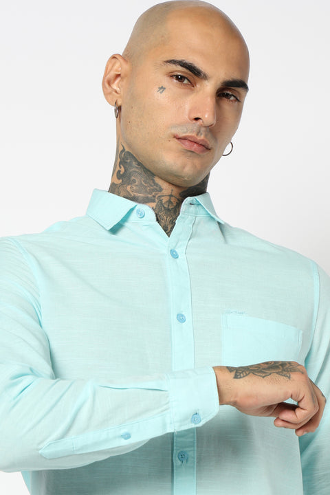 LIGHT BLUE PLAIN TAILORED FIT SHIRT