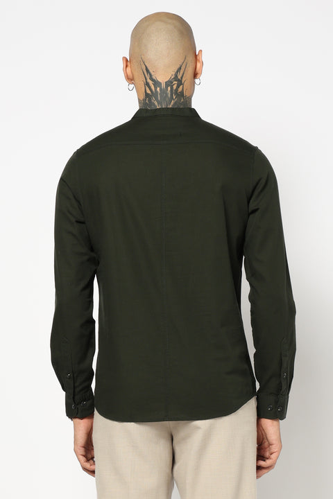 Green Solid Cotton Kurta Shirt
