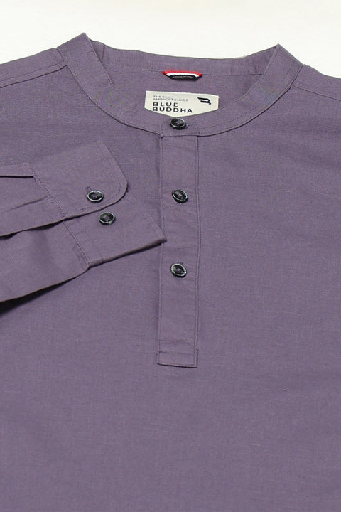 Pewter Solid Cotton Kurta Shirt
