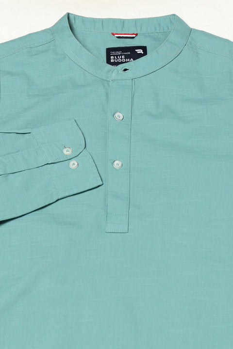 TURQUISE PLAIN MANDARIN COLLAR KURTA