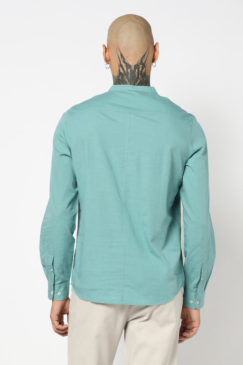 TURQUISE PLAIN MANDARIN COLLAR KURTA