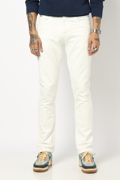 WHITE PLAIN SLIM FIT JEANS