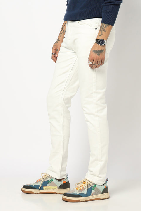 WHITE PLAIN SLIM FIT JEANS