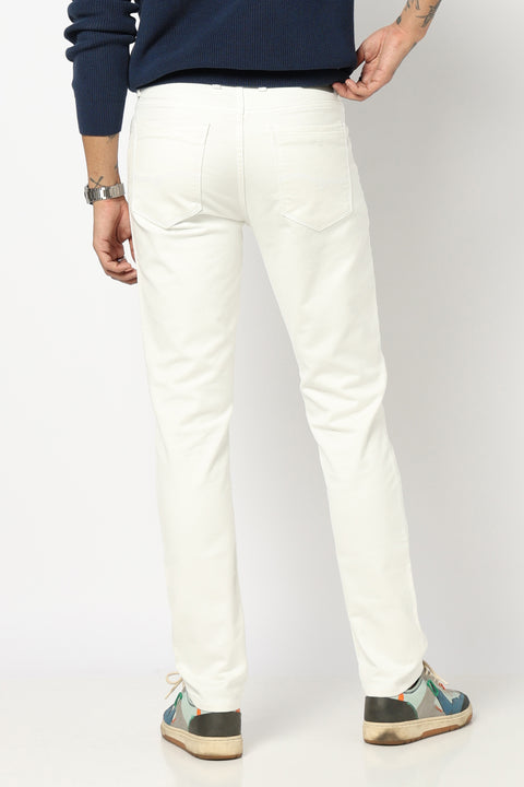 WHITE PLAIN SLIM FIT JEANS
