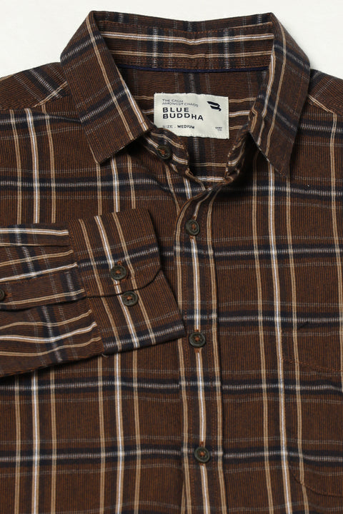 KHAKHI CHECKERED FULL SLEEVE SHIRT
