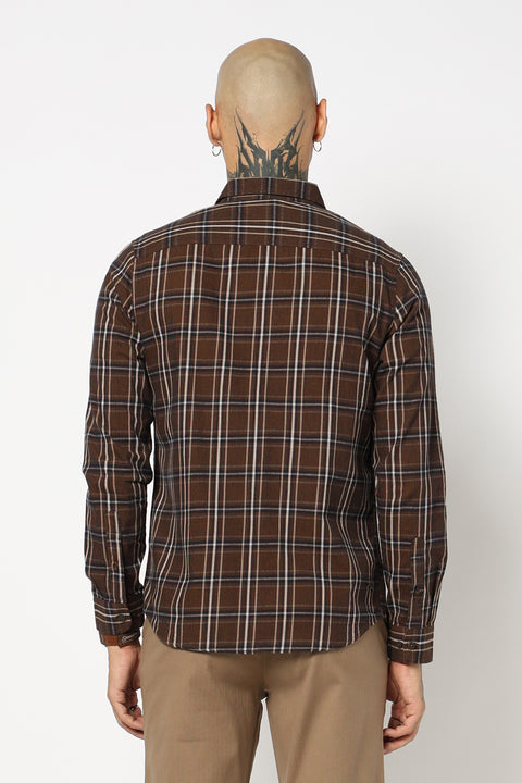 KHAKHI CHECKERED FULL SLEEVE SHIRT