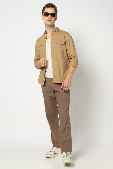 Light Khakhi Double Pocket Utility Shirt