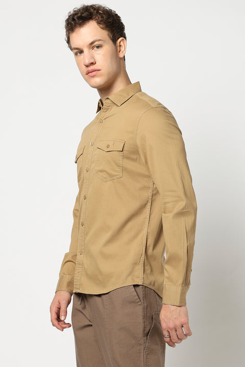 Light Khakhi Double Pocket Utility Shirt
