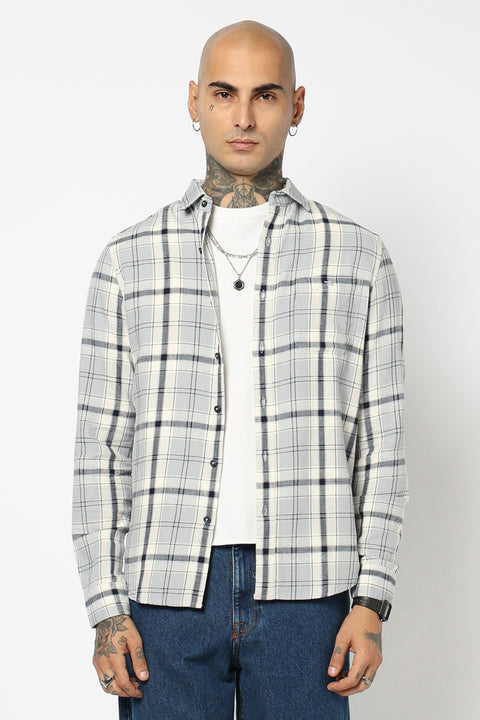 DUSTY BLUE TARTAN CHECKERED SHIRT
