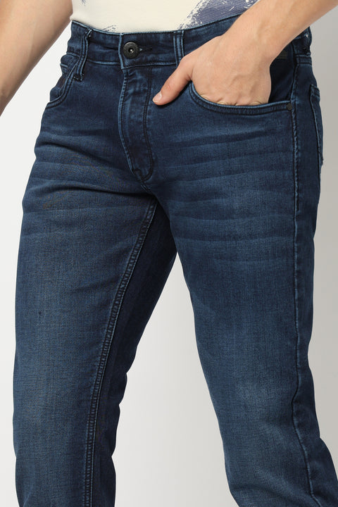 Dark Blue Ankle Fit Denim-jeans