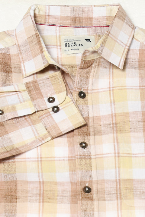 PEACH MADRAS CHECKERED SHIRT