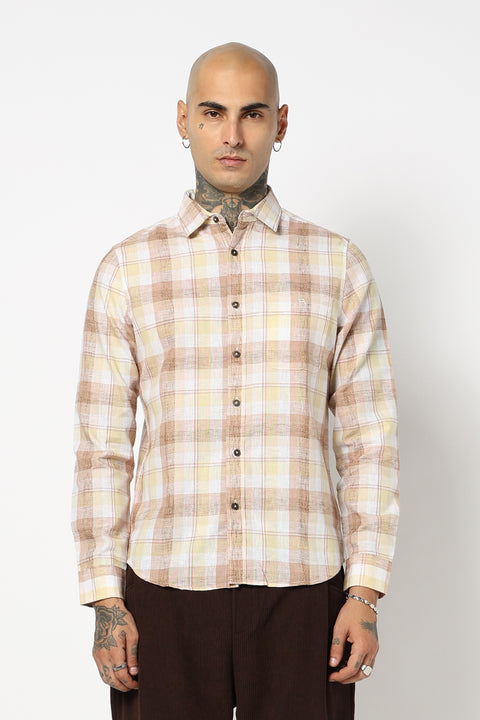 PEACH MADRAS CHECKERED SHIRT
