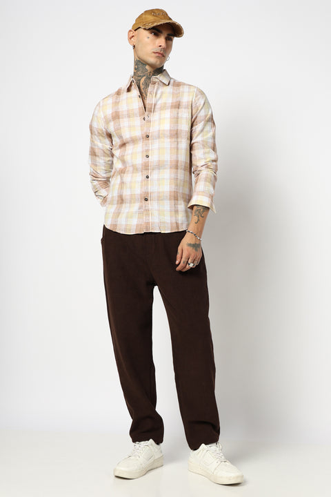 PEACH MADRAS CHECKERED SHIRT