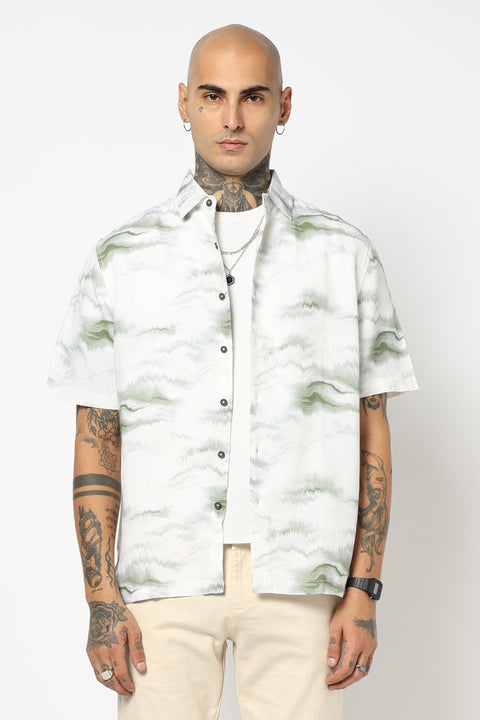 OFF WHITE PRINTED HALF SLEEVE SHIRT
