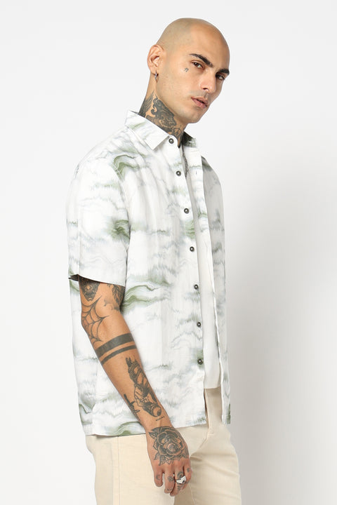 OFF WHITE PRINTED HALF SLEEVE SHIRT