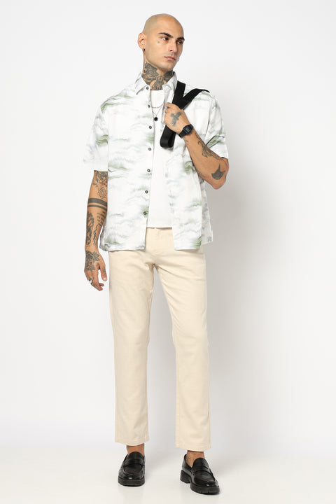 OFF WHITE PRINTED HALF SLEEVE SHIRT