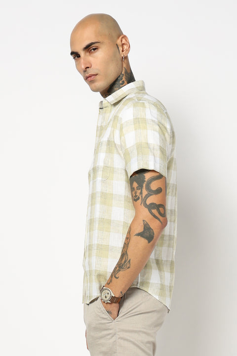 MINT BUFFALO CHECKERED HALF SLEEVE SHIRT