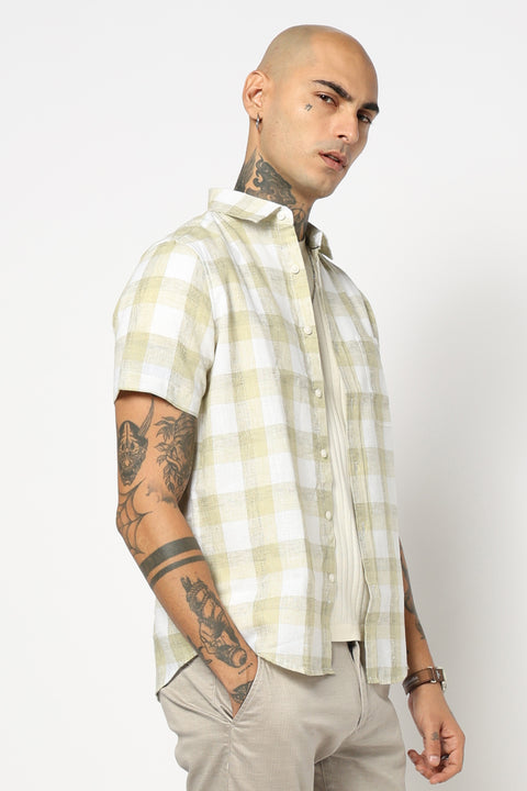 MINT BUFFALO CHECKERED HALF SLEEVE SHIRT