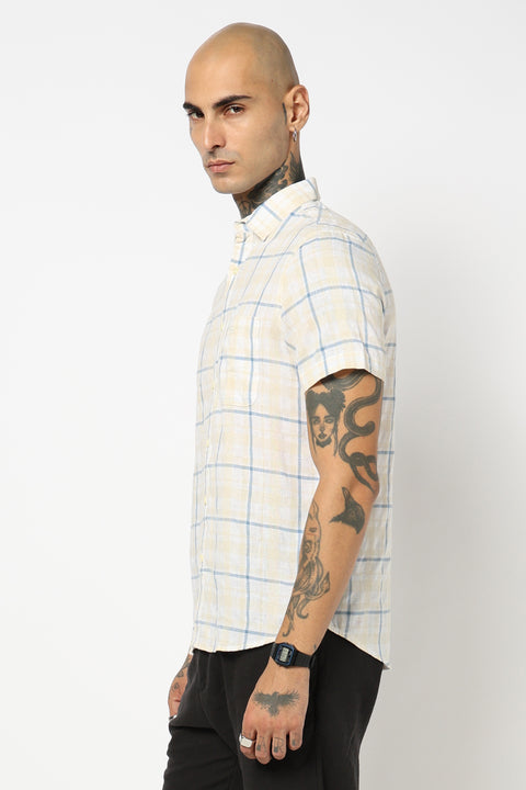 BLUE CHECKERED HALF SLEEVE SHIRT