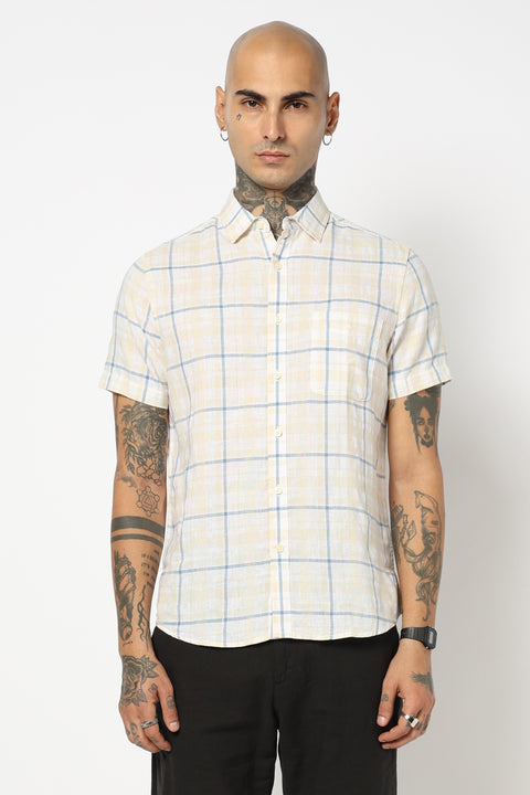 BLUE CHECKERED HALF SLEEVE SHIRT