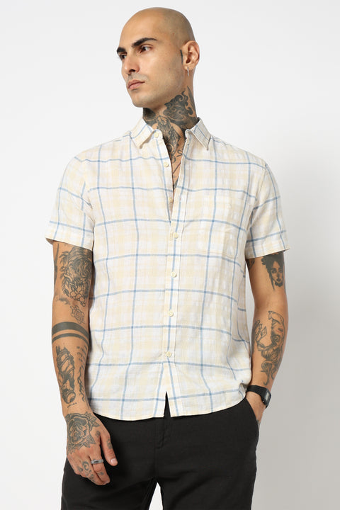 BLUE CHECKERED HALF SLEEVE SHIRT