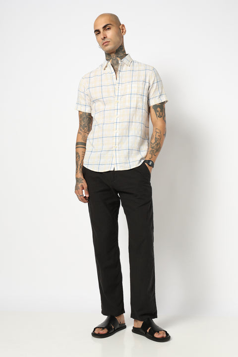 BLUE CHECKERED HALF SLEEVE SHIRT