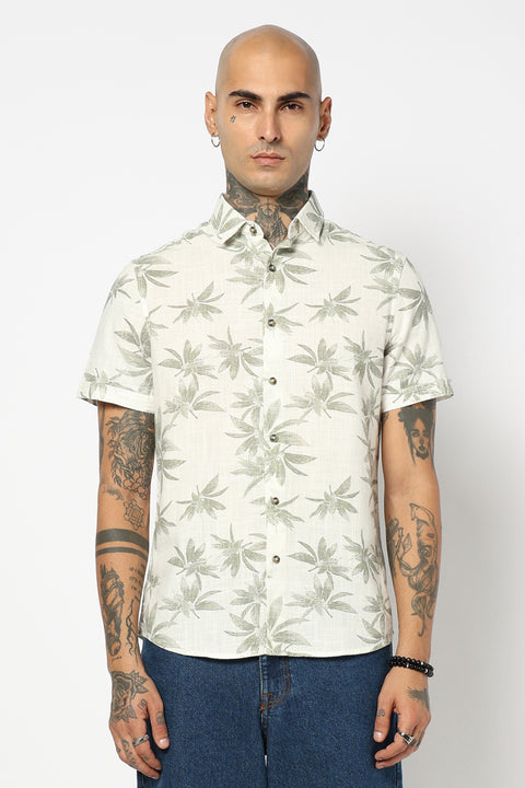 GREEN LEAF PRINTED HALF SLEEVE SHIRT