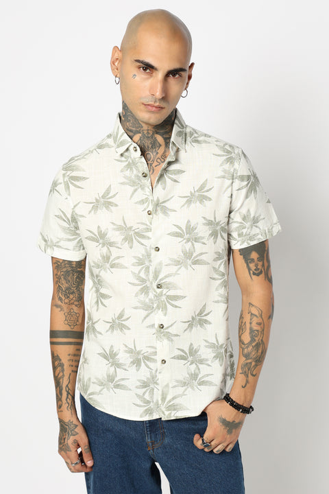 GREEN LEAF PRINTED HALF SLEEVE SHIRT