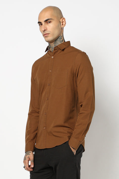 CAMEL PLAIN TAILORED FIT SHIRT