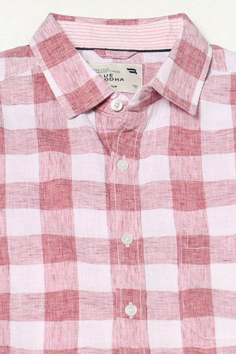 PINK GINGHAM CHECKERED HALF SLEEVE SHIRT