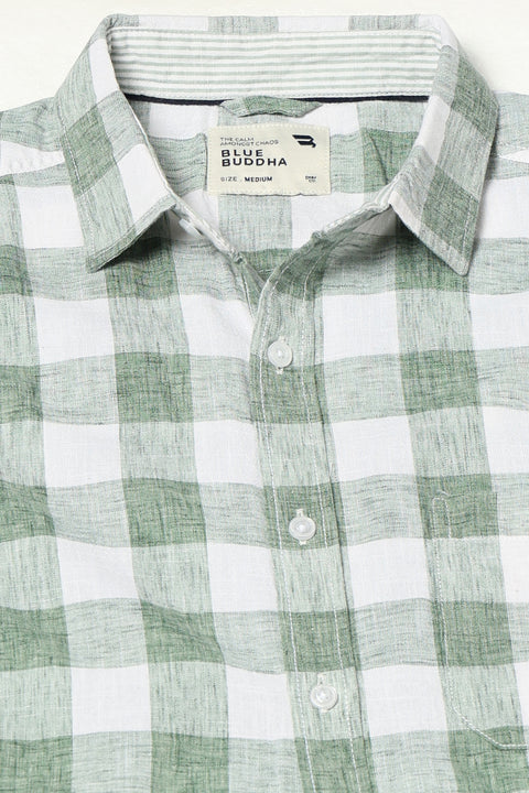 GREEN BUFFALO CHECKERED HALF SLEEVE SHIRT