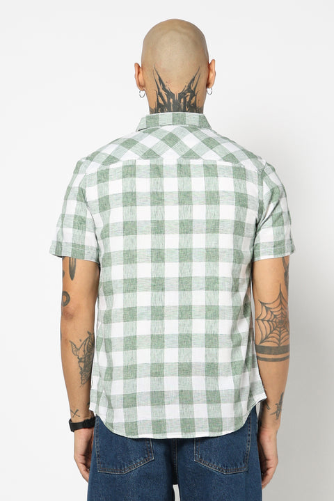 GREEN BUFFALO CHECKERED HALF SLEEVE SHIRT
