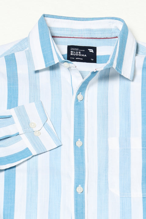 BLUE VERTICAL STRIPED SHIRT