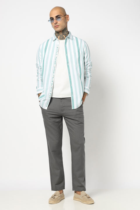 TURQUOISE VERTICAL STRIPED SHIRT