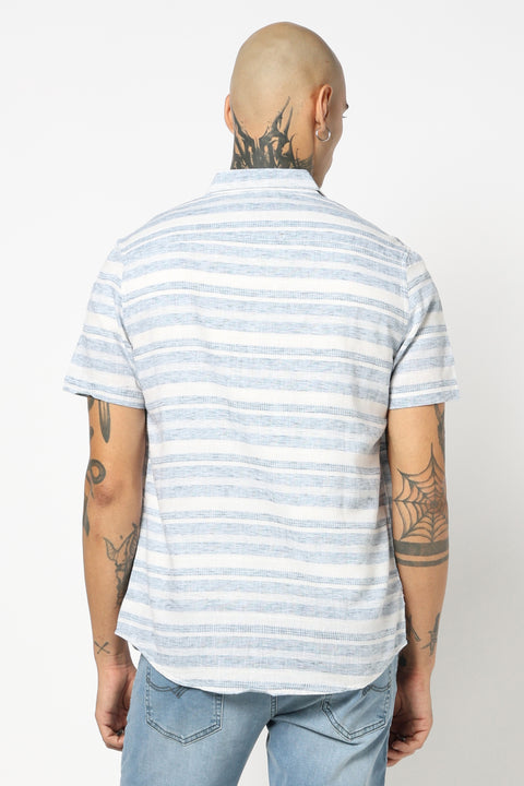 BLUE STRIPED HALF SLEEVE SHIRT