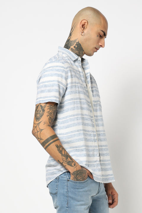 BLUE STRIPED HALF SLEEVE SHIRT