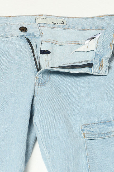 LIGHT BLUE HEAVY WASH SLIM FIT JEANS
