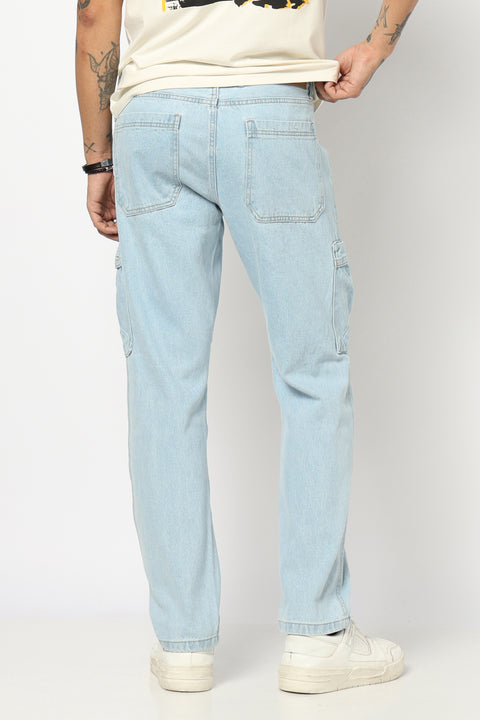 LIGHT BLUE HEAVY WASH SLIM FIT JEANS