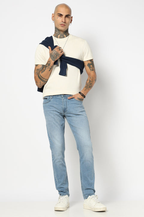 LIGHT BLUE PLAIN SLIM FIT JEANS