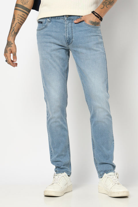 LIGHT BLUE PLAIN SLIM FIT JEANS