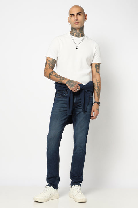 DARK BLUE PLAIN SLIM FIT JEANS