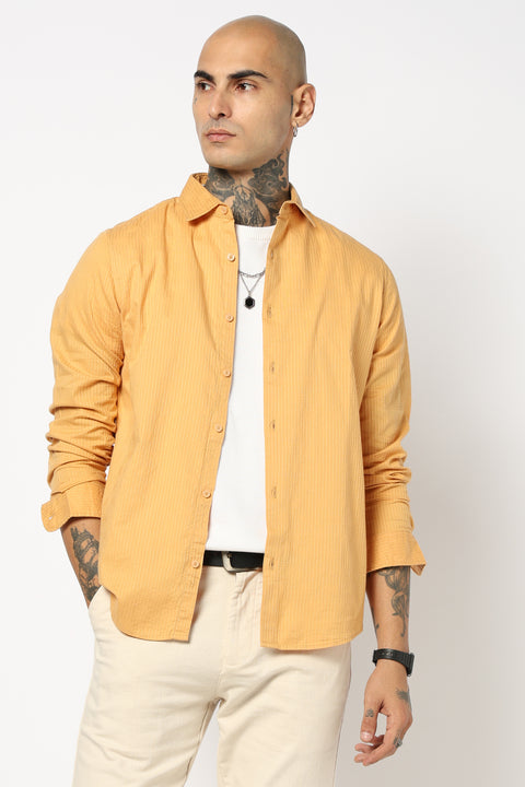 MUSTARD PLAIN TAILORED FIT SHIRT