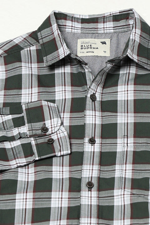 GREEN CHECKERED FULL SLEEVE TAILORED FIT SHIRT