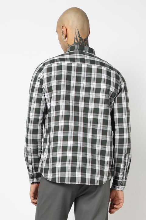 GREEN CHECKERED FULL SLEEVE TAILORED FIT SHIRT