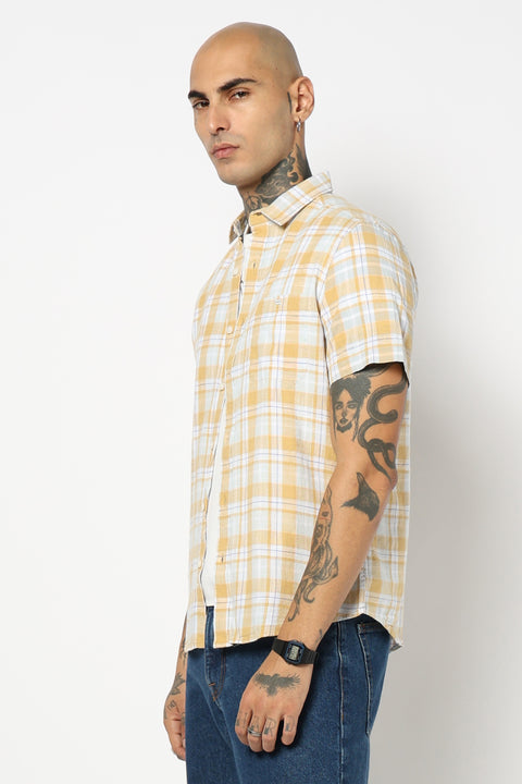 YELLOW TARTAN CHECKERED SHIRT
