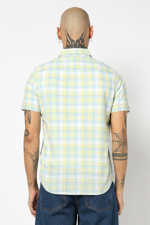 GREEN CHECKERED HALF SLEEVE SHIRT