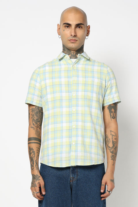 GREEN CHECKERED HALF SLEEVE SHIRT