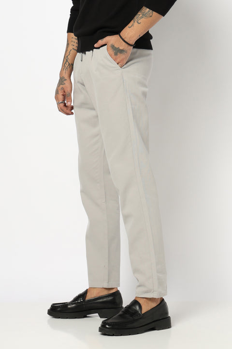 LIGHT GREY PLEATED REALXED FIT TROUSER