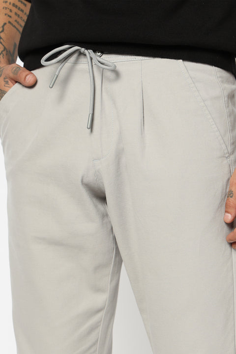 LIGHT GREY PLEATED REALXED FIT TROUSER