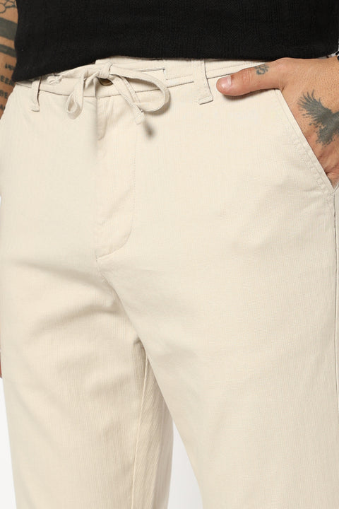 BEIGE PLAIN TRAVELLER PANTS
